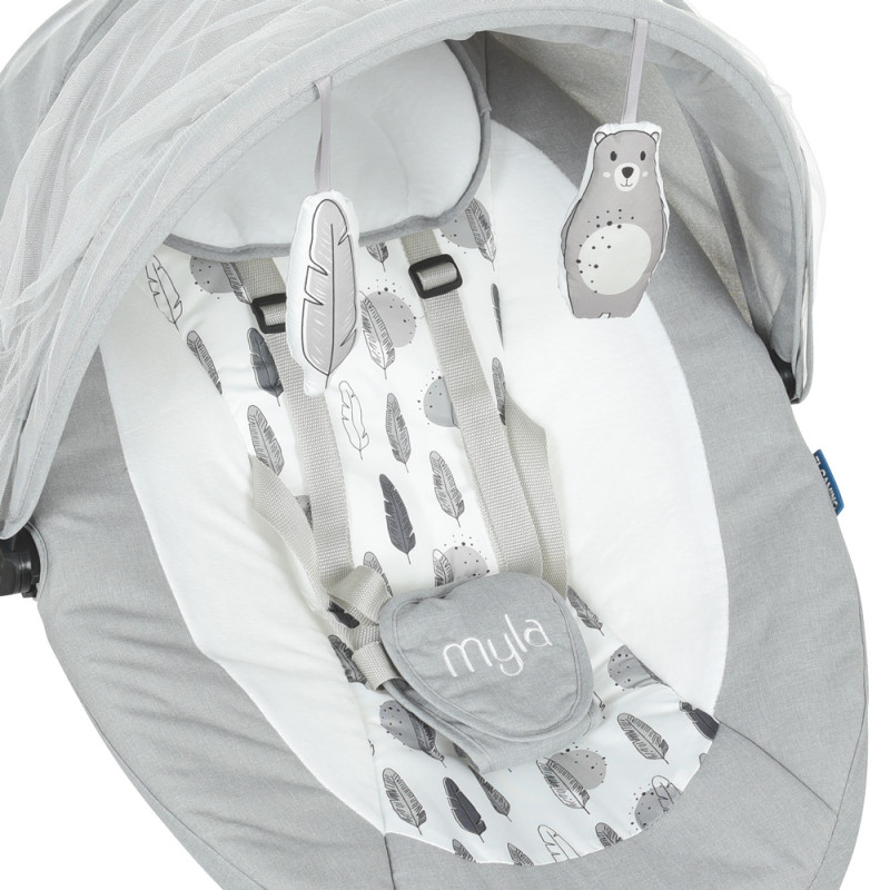 Дитячий Заколисуючий центр EL CAMINO MYLA (ME 1074 Soft Gray) пульт, таймер, USB