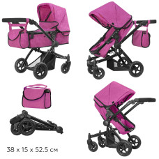 Коляска для ляльки 2в1 Carrello MAESTRO 9651B ROSE RED з сумкою