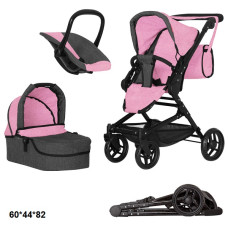 Коляска для ляльки 3в1 CARRELLO MAGIA 9636 PINK з сумкою