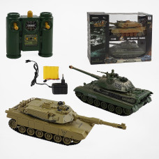 Танковий бій на радіокеруванні (99821) 2 танки, акумулятори 4.8 V, пульти 2.4 GMHz, звуки, підсвічування, гумові гусені, рухлива башта