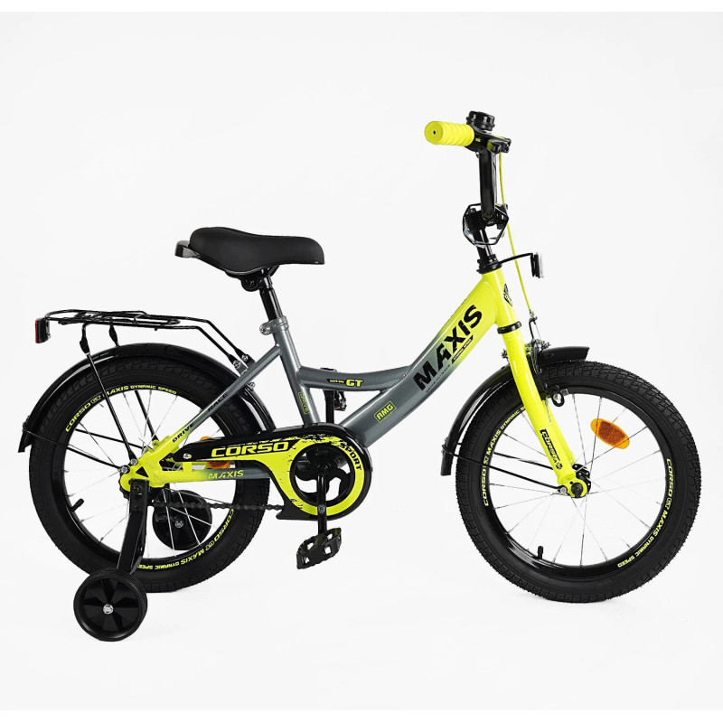 Велосипед 16" дюймів 2-х колісний "CORSO" MAXIS CL-16393 (1) ручне гальмо, дзвіночок, сидіння з ручкою, додаткові колеса, ЗІБРАНИЙ НА 75%, в коробці