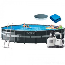 Басейн каркасний INTEX (26340) 732-132, 47241л, фільтр-насос, драбина, підстилка, тент