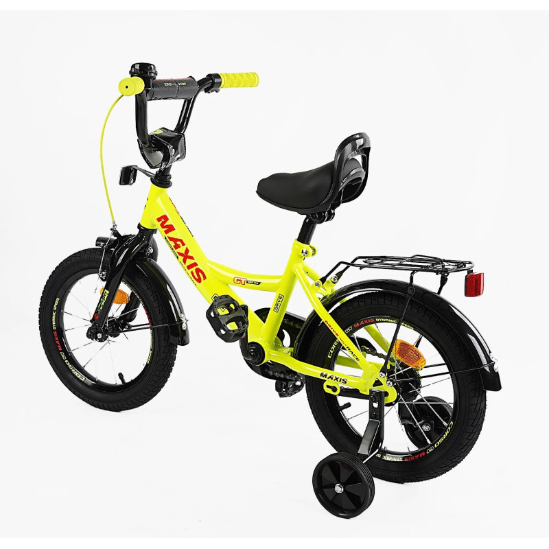 Велосипед 14" дюймів 2-х колісний "CORSO" MAXIS CL-14663 (1) ручне гальмо, дзвіночок, сидіння з ручкою, додаткові колеса, ЗІБРАНИЙ НА 75%, в коробці