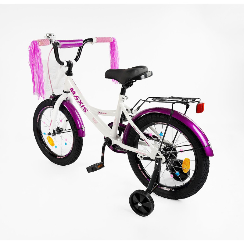 Велосипед 16" дюймів 2-х колісний "CORSO" MAXIS CL-16790 (1) кошик, ручне гальмо, дзвіночок, сидіння з ручкою, дод. колеса, ЗІБРАНИЙ НА 75%, в коробці