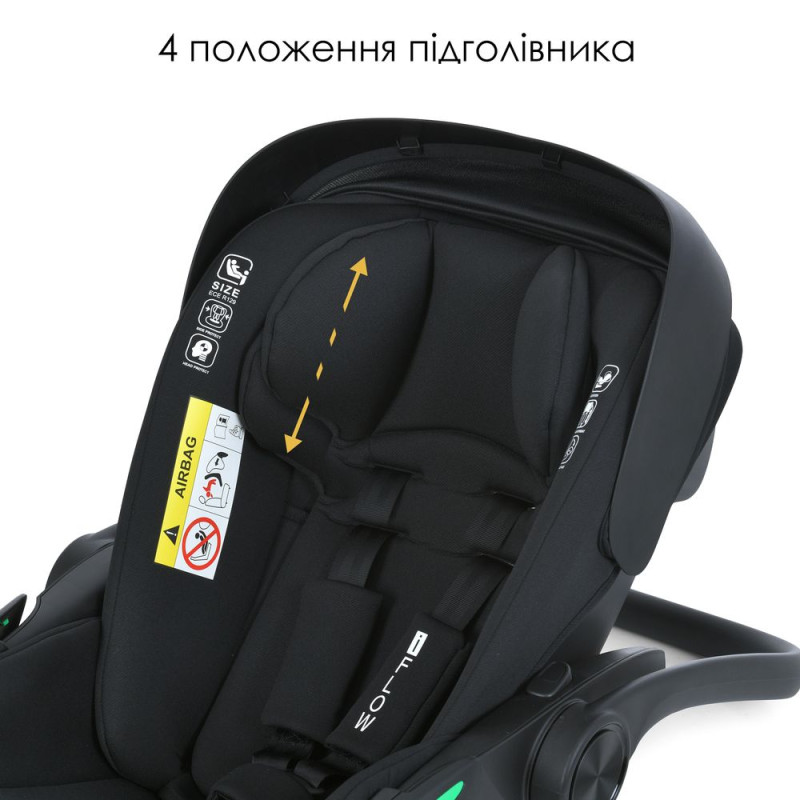 Дитяче Автокрісло El Camino i-Flow (ME 1198 Black) i-SIZE R129, група 0+, зростання дитини 40-87 см