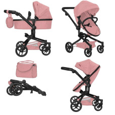 Коляска для ляльки 2в1 CARRELLO FORTUNA 9695 POWDER PINK з сумкою