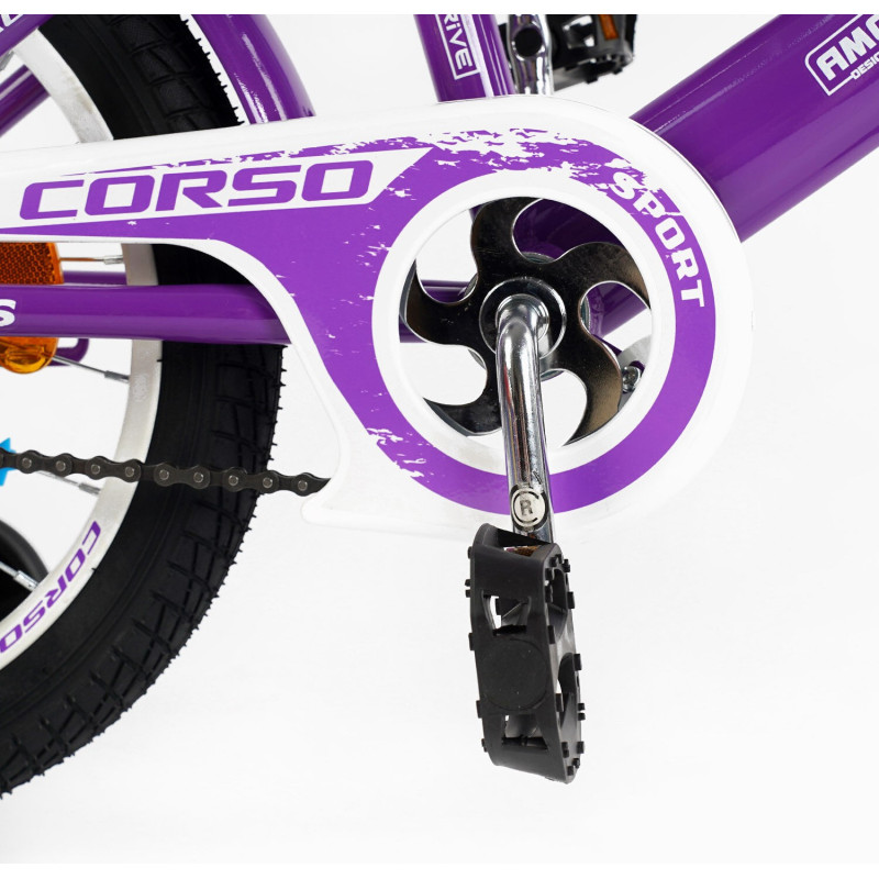 Велосипед 16" дюймів 2-х колісний "CORSO" MAXIS CL-16044 (1) кошик, ручне гальмо, дзвіночок, сидіння з ручкою, дод. колеса, ЗІБРАНИЙ НА 75%, в коробці
