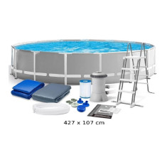 Басейн каркасний INTEX (26720) 427-107см, 12706л, фільтр-насос, драбина, підстилка, тент