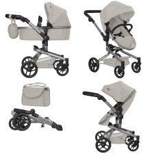 Коляска для ляльки 2в1 CARRELLO FORTUNA 9695 LIGHT GREY з сумкою