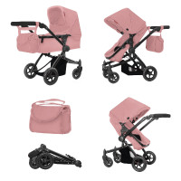 Коляска для ляльки 2в1 Carrello MAESTRO 9651B POWDER PINK із сумкою
