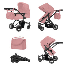 Коляска для ляльки 2в1 Carrello MAESTRO 9651B POWDER PINK із сумкою
