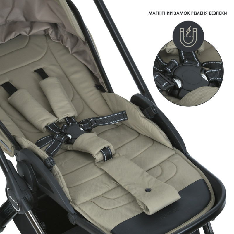 Дитяча універсальна Коляска 2в1 EL CAMINO PRESTIGE (ME 1124-2 Calm Beige) люлька+прогул.блок