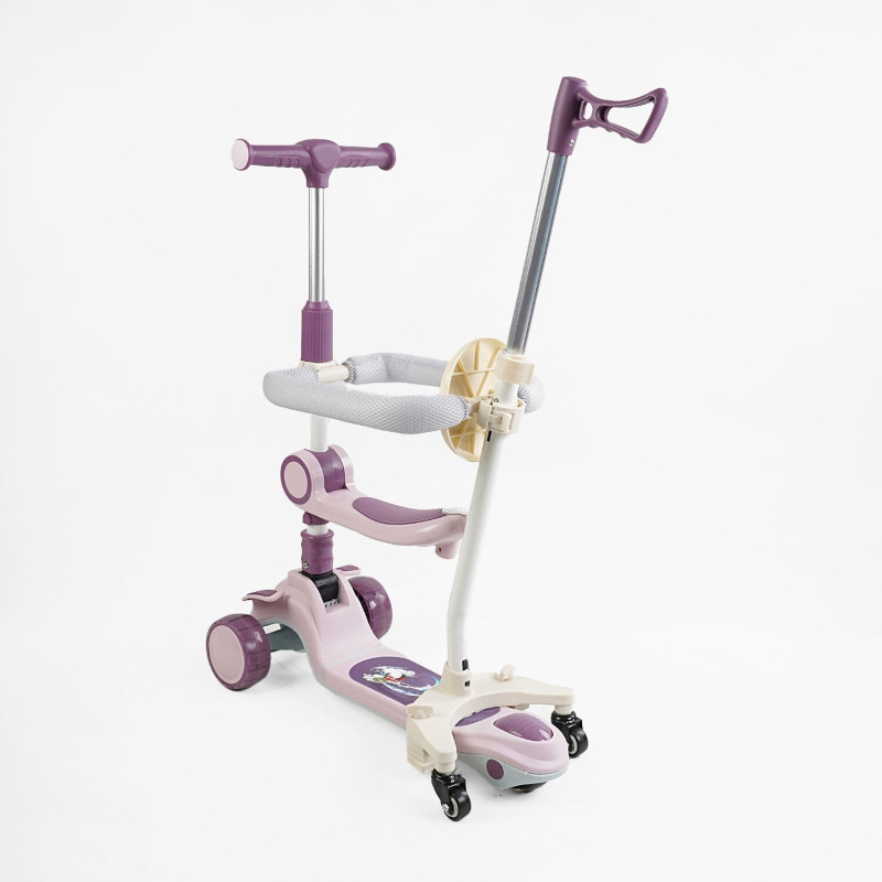 Дитячий триколісний Самокат 5в1 "Skyper" (GH-31692) світло, укр. озвучування та підсвічування платформи,с ДОП. КОЛЕСАМИ, захисний бампер