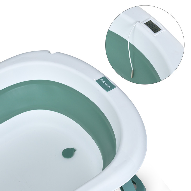 Дитяча Ванночка (ME 1151 PLUS Deep Green) з термометром, силікон, складана