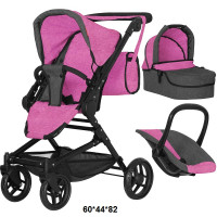 Коляска для ляльки 3в1 CARRELLO MAGIA 9636 ROSE RED з сумкою