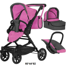 Коляска для ляльки 3в1 CARRELLO MAGIA 9636 ROSE RED з сумкою