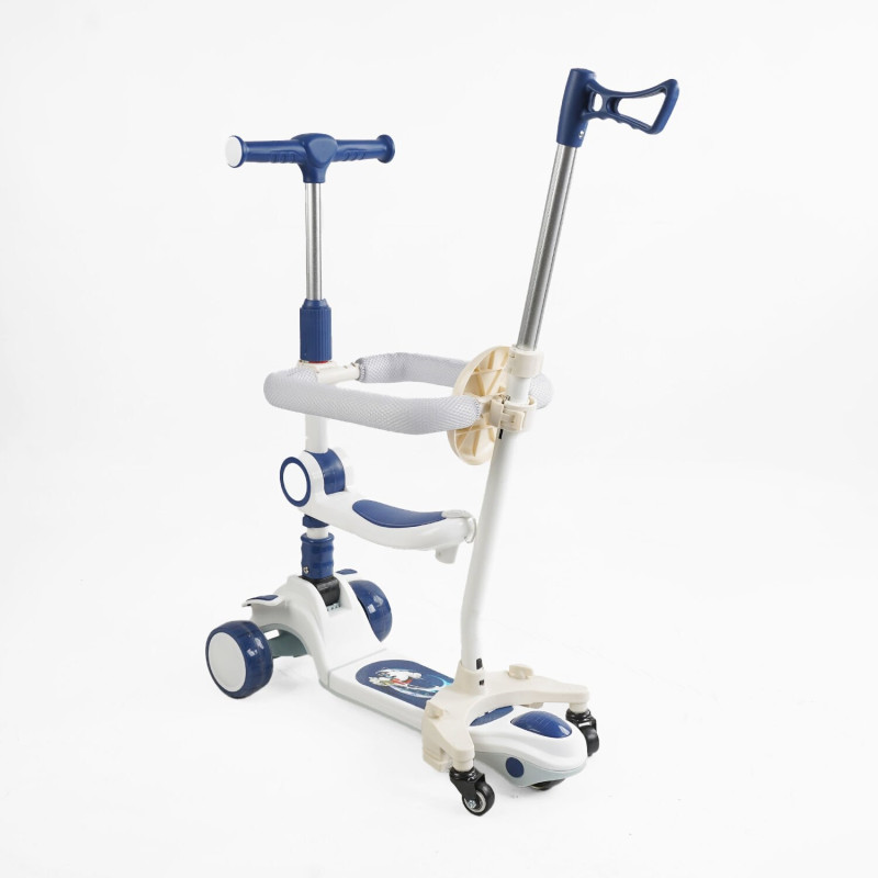 Дитячий триколісний Самокат 5в1 "Skyper" (GH-51784) світло, укр. озвучування та підсвічування платформи,с ДОП. КОЛЕСАМИ, захисний бампер