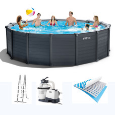 Басейн каркасний INTEX 478-124см, 16805л, фільтр-насос, драбина, підстилка, тент (26384)