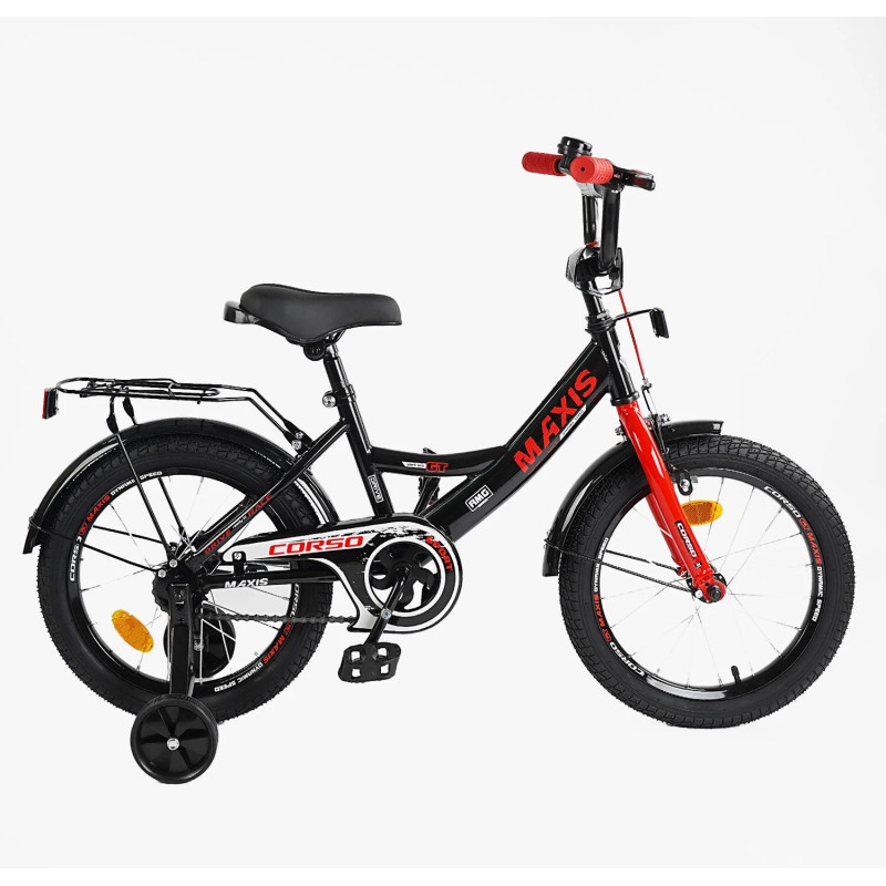 Велосипед 16" дюймів 2-х колісний "CORSO" MAXIS CL-16031 (1) ручне гальмо, дзвіночок, сидіння з ручкою, додаткові колеса, ЗІБРАНИЙ НА 75%, в коробці