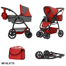 Коляска для ляльки 2в1 CARRELLO AVANTI 9662 RED з сумкою