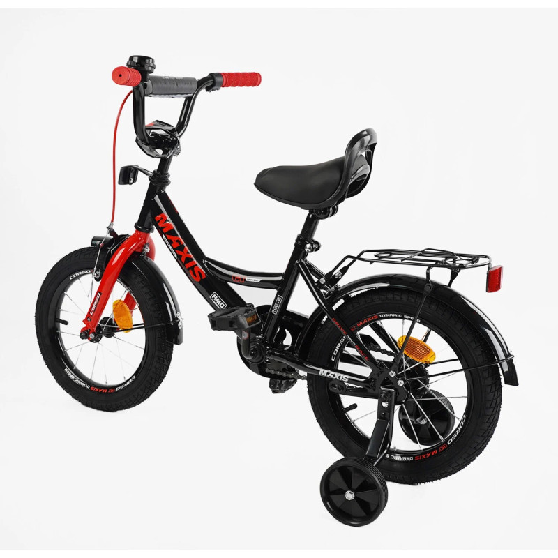 Велосипед 14" дюймів 2-х колісний "CORSO" MAXIS CL-14602 (1) ручне гальмо, дзвіночок, сидіння з ручкою, додаткові колеса, ЗІБРАНИЙ НА 75%, в коробці