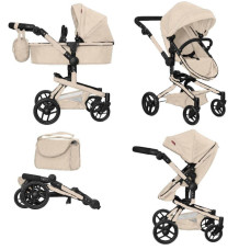 Коляска для ляльки 2в1 CARRELLO FORTUNA 9695 CREAM з сумкою