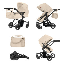 Коляска для ляльки 2в1 Carrello MAESTRO 9651B CREAM із сумкою