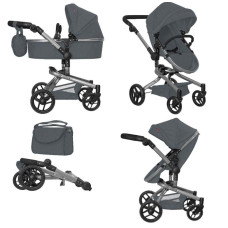 Коляска для ляльки 2в1 CARRELLO FORTUNA 9695 GREY з сумкою