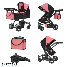 Коляска для ляльки 2в1 Carrello MAESTRO 9651B PEACH PINK із сумкою