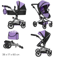 Коляска для ляльки 2в1 CARRELLO FORTUNA 9695 PURPLE з сумкою