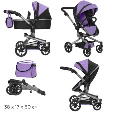 Коляска для ляльки 2в1 CARRELLO FORTUNA 9695 PURPLE з сумкою